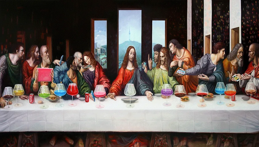 The 21c Last Supper - Nonpossession, 194×112cm, oil on canvas