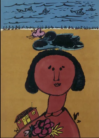 Woman Living on an Island, ink and color on hanji, 65.5×47.5cm