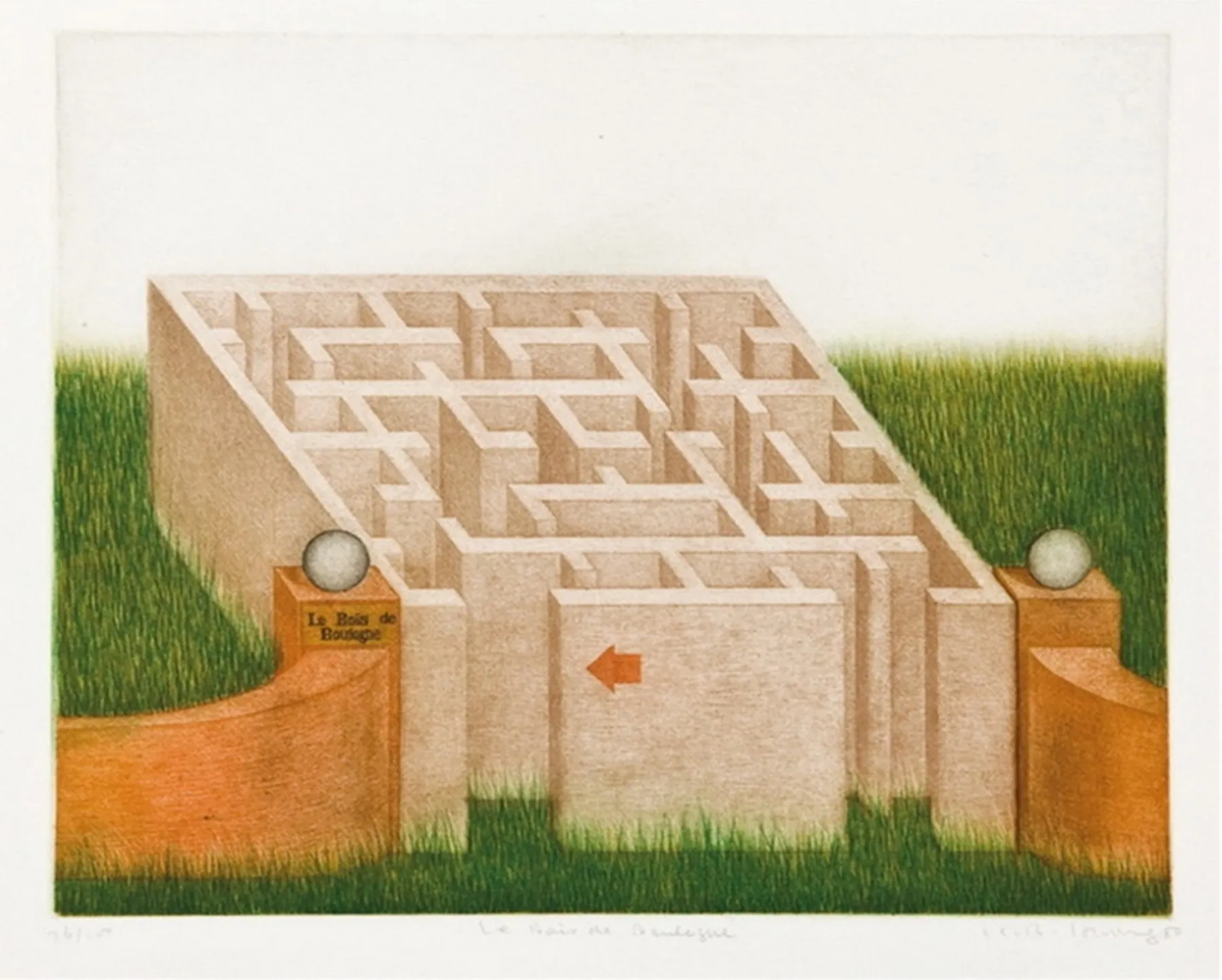 Le Bois de Boulogne, lithograph, 34×30cm