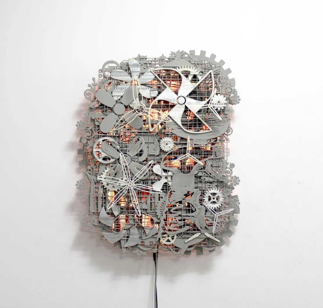 cosmos_kn02, wood and mixed media, 65×76cm