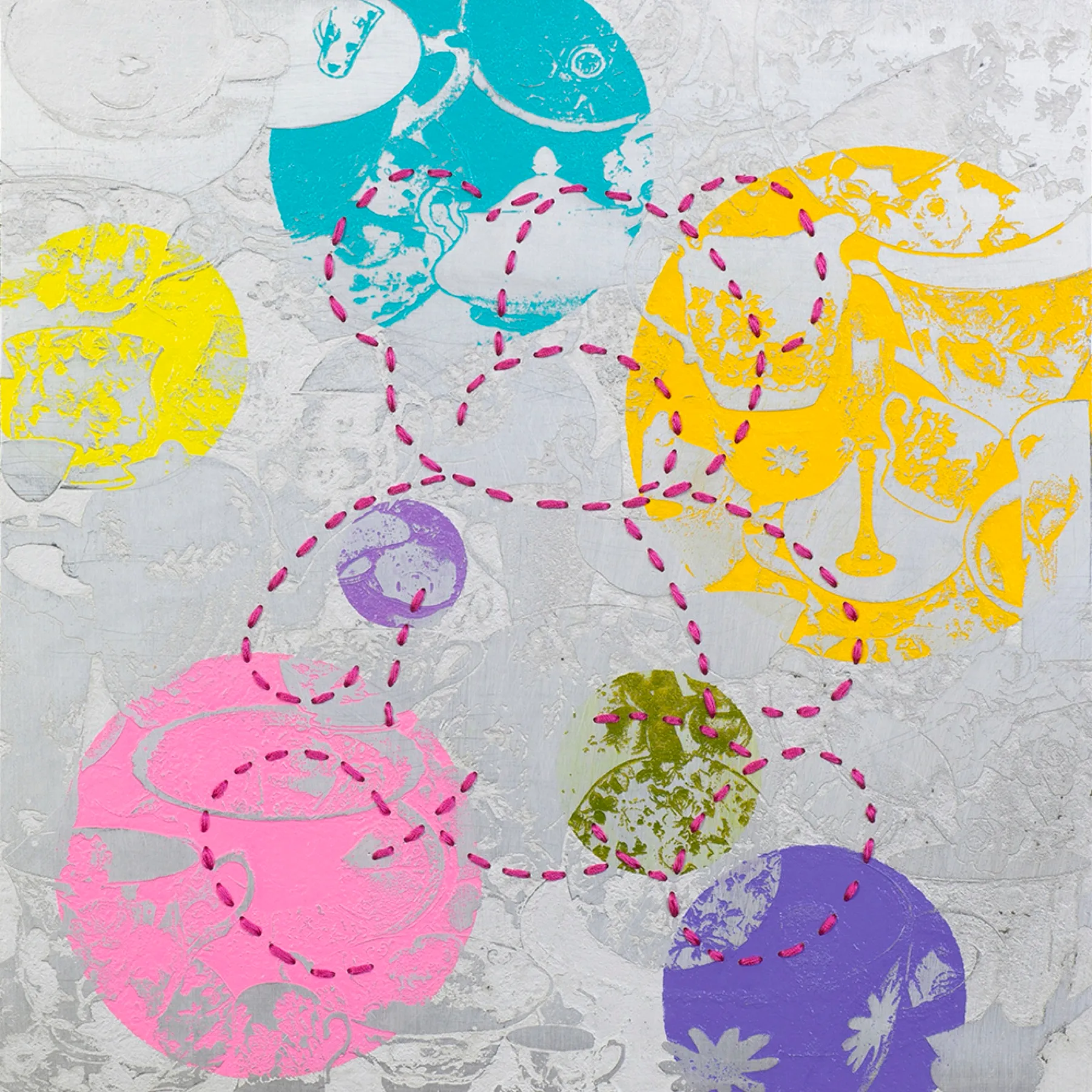 Teddy no.17CS1, mixed media on aluminum plate, 40×40cm