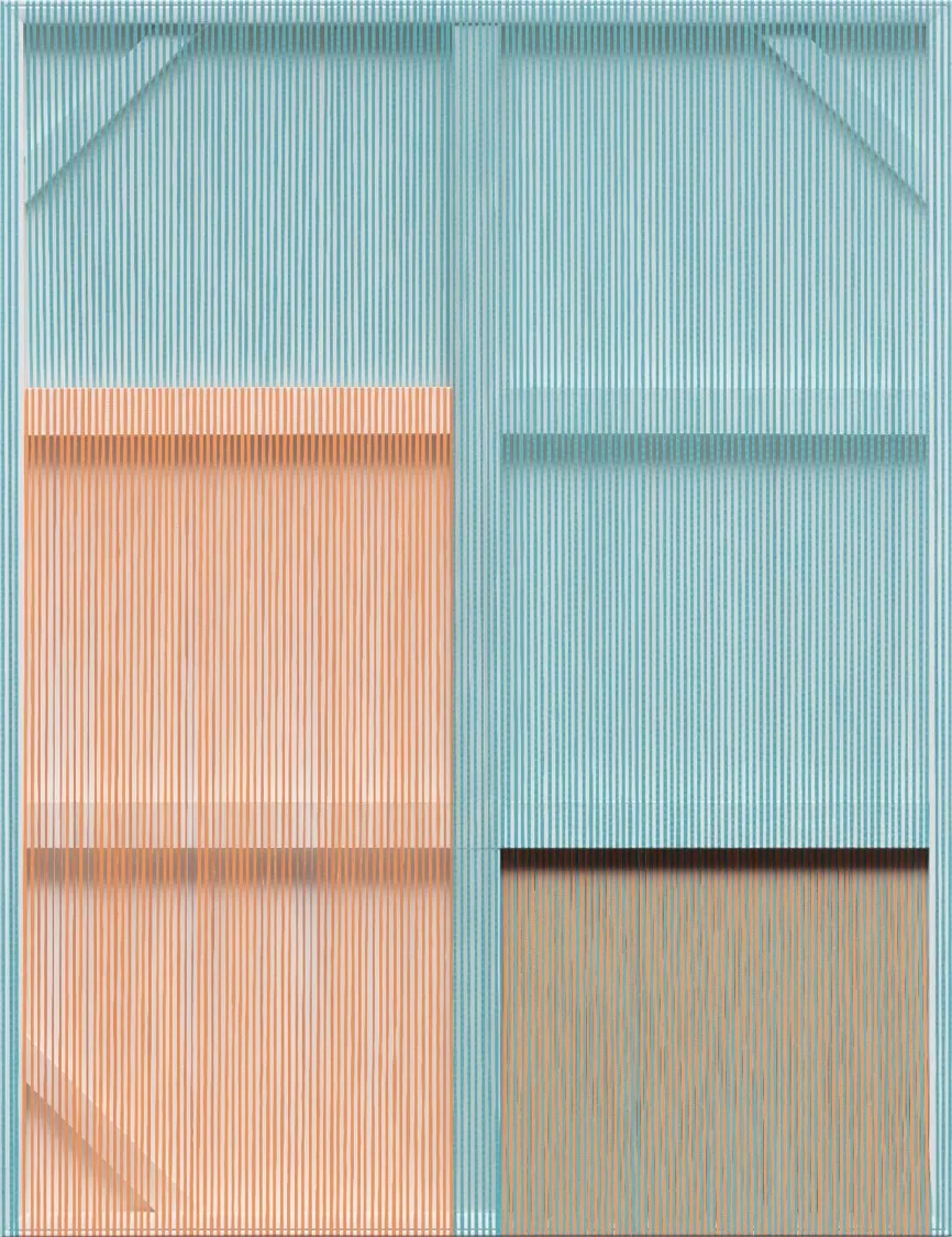 Vertical Space No.2-3, acrylic painted canvas fabric, wood frame, 145.5×112cm