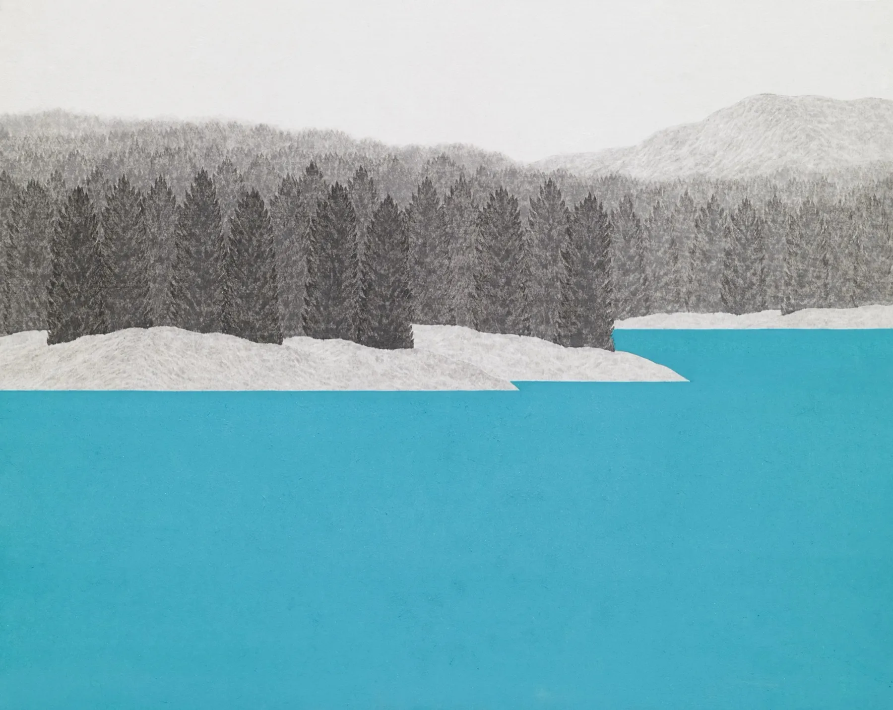 Lake, ink and color on hanji, 40×50cm