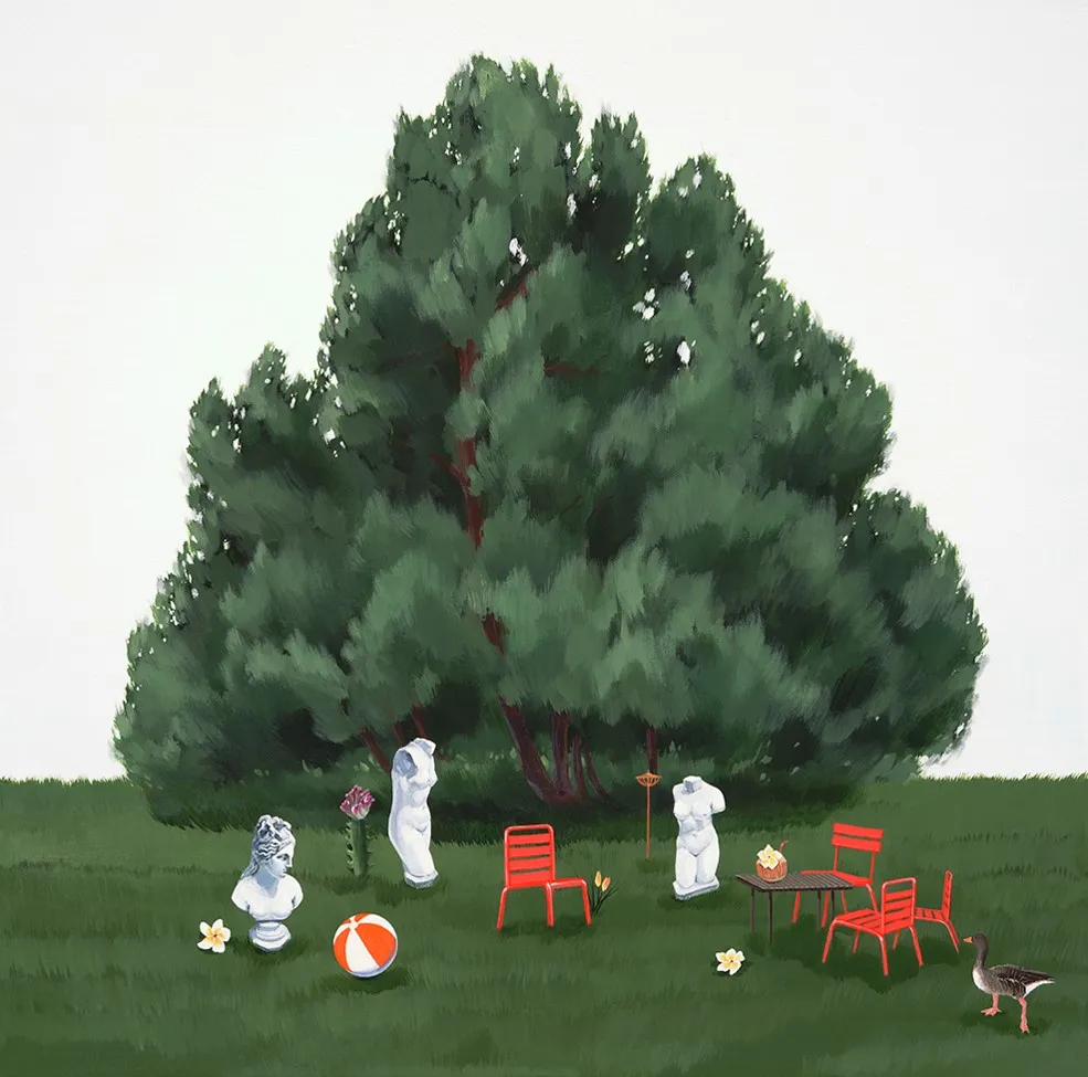 A nice long walk, acrylic gouache on canvas, 60.7×60.7cm