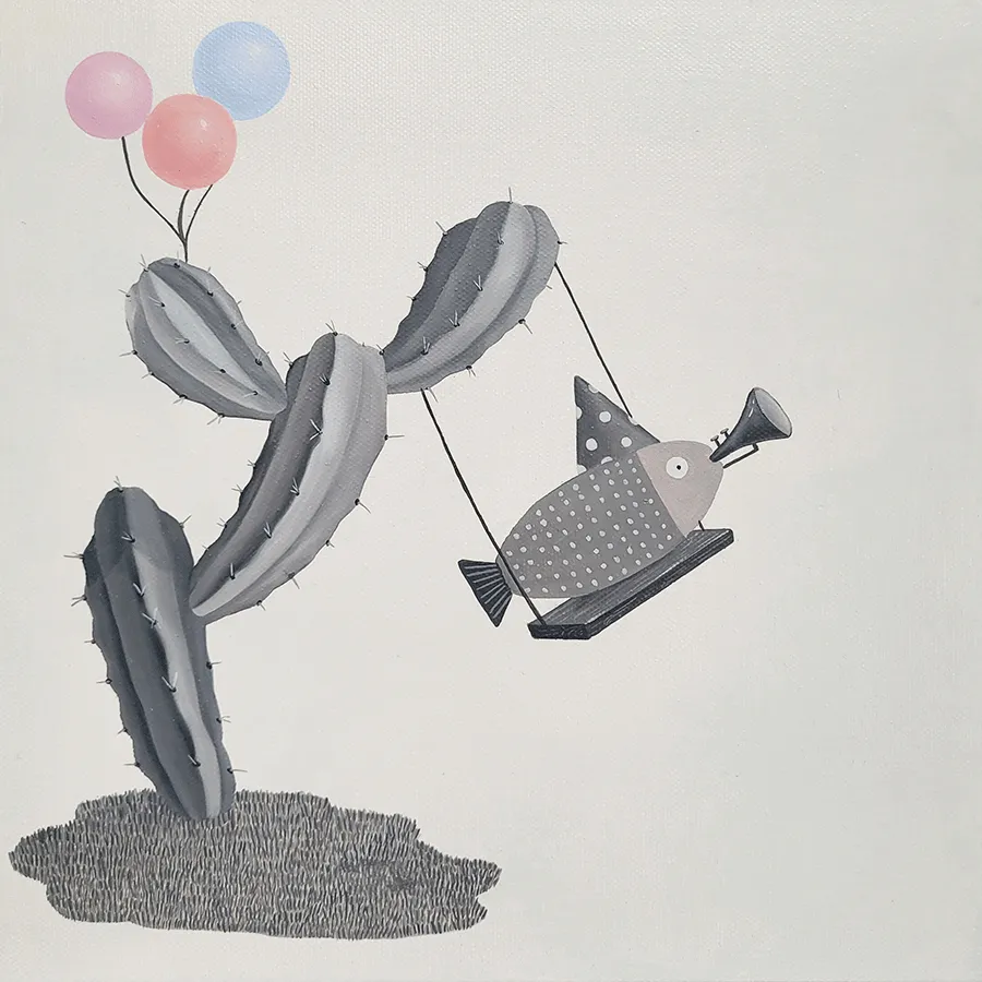 A Joyful Life, 27.3×27.3cm, oil on canvas