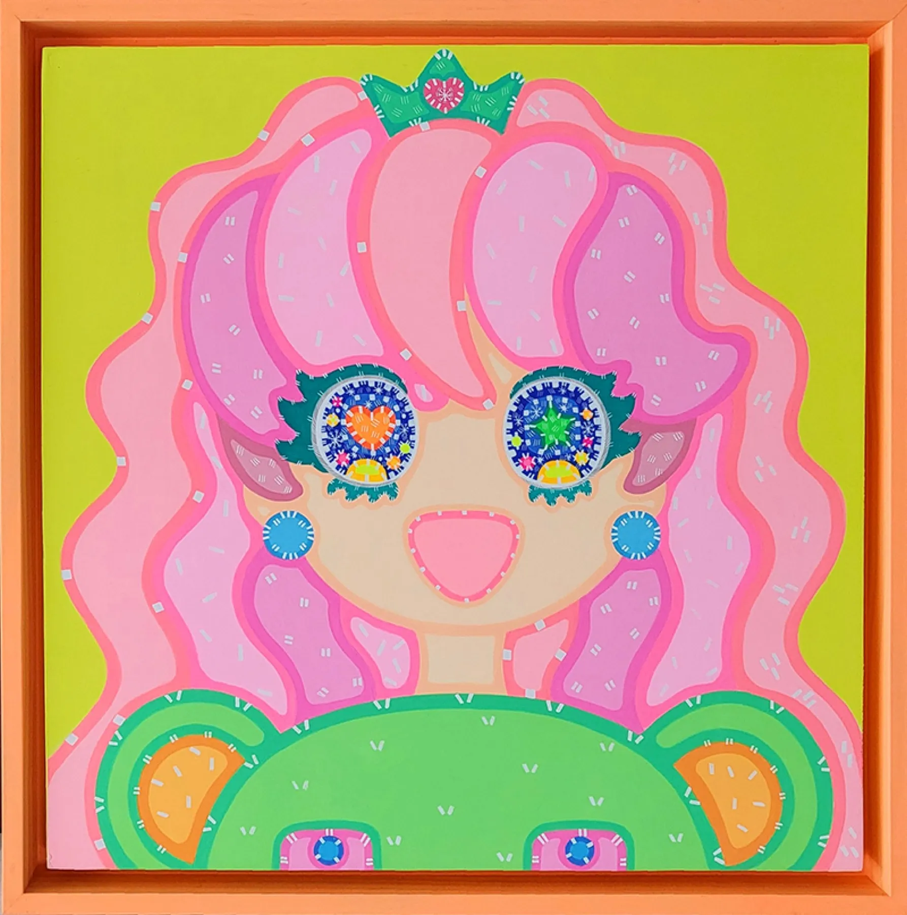Wonderland — Now You'll See, Green Bear!, 42×42cm, acrylic on wood