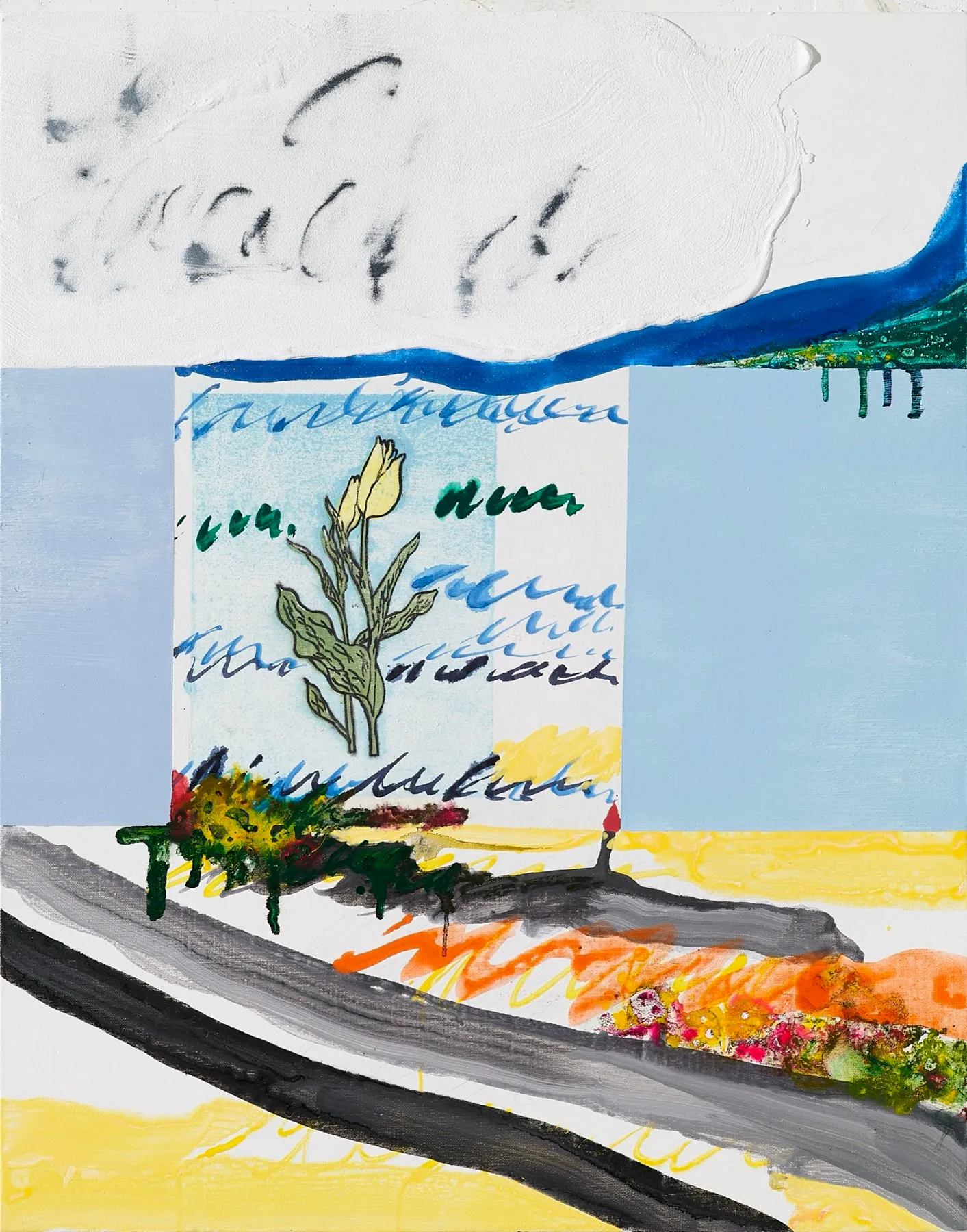 Meet Again at the Seashore, 91×72cm, woodcut process, acrylic and oil on canvas
