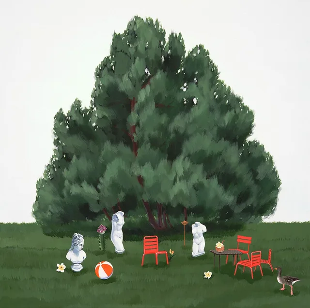 A nice long walk, Acrylic gouache on canvas, 60.7×60.7cm