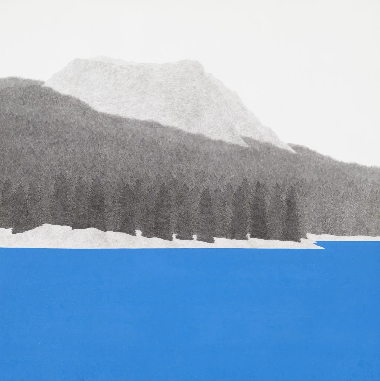 호수, 한지에 수묵채색, 100×100cm