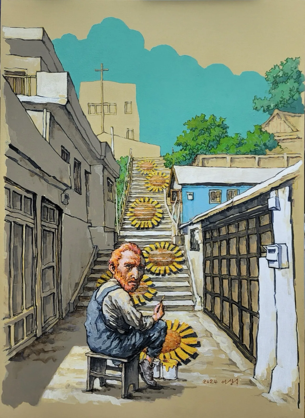 감포고흐, 53×73cm, Acrylic paint on canvas
