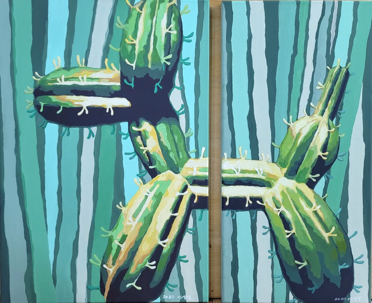 제프쿤스의 선인장, (40×60)×(30×60)cm, Acrylic paint on canvas