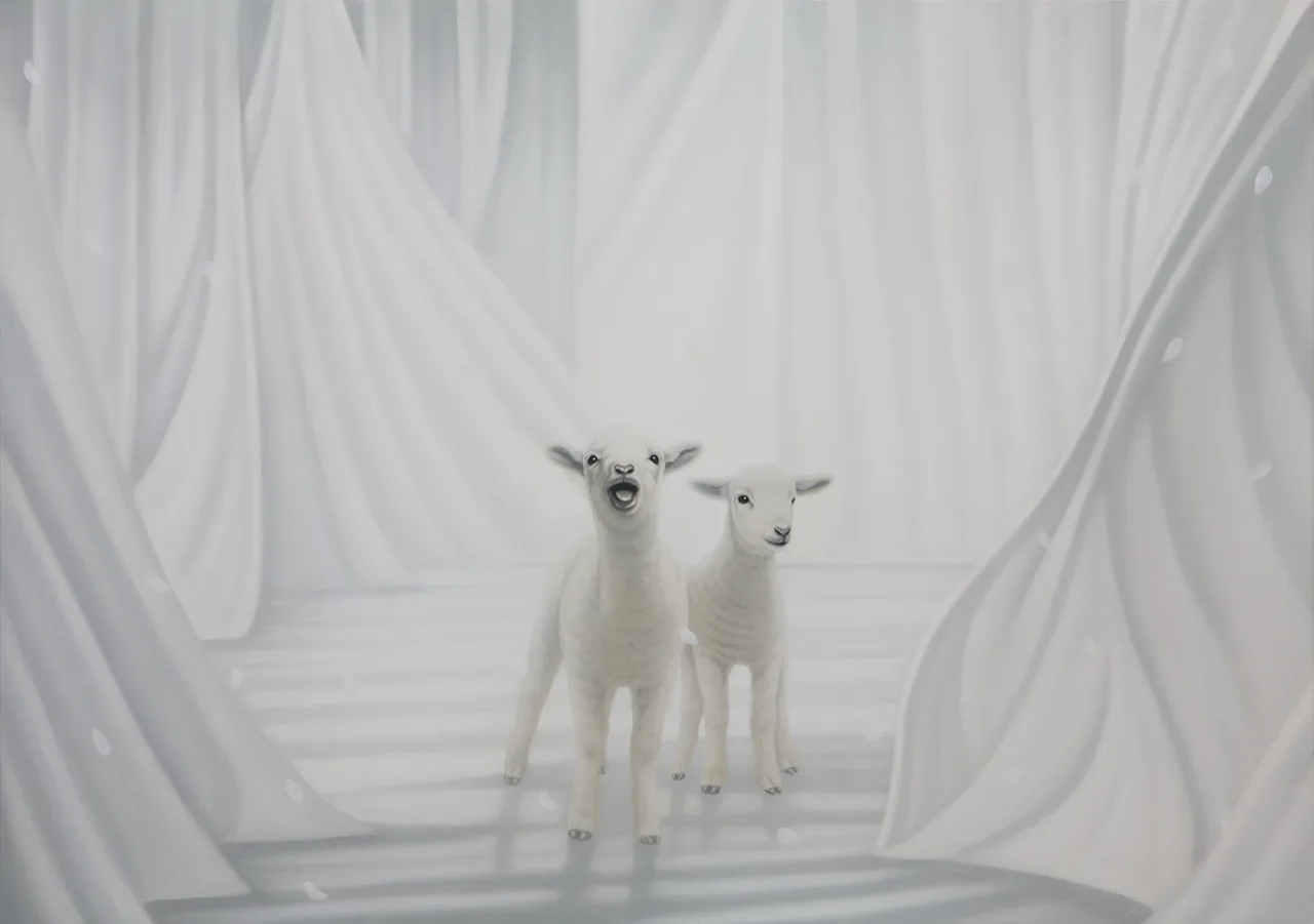 Antic and Lambs, 91×65cm, Oil on canvas