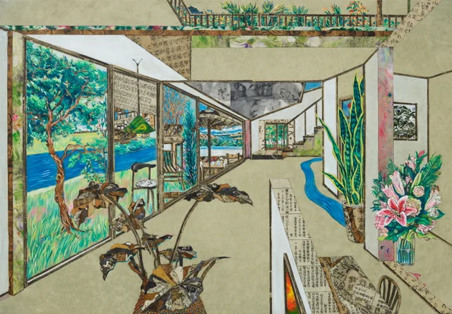 너의 이야기 1, 50×72cm, 장지에 고서꼴라쥬·수묵·아크릴