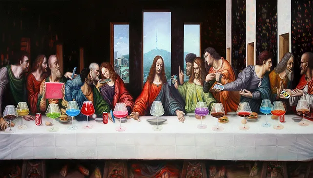 The 21c Last supper - Nonpossession (21C 최후의 만찬 - 무소유), 194×112cm, Oil on canvas